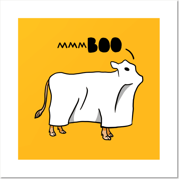 Halloween Ghost Cow Wall Art by Doodl